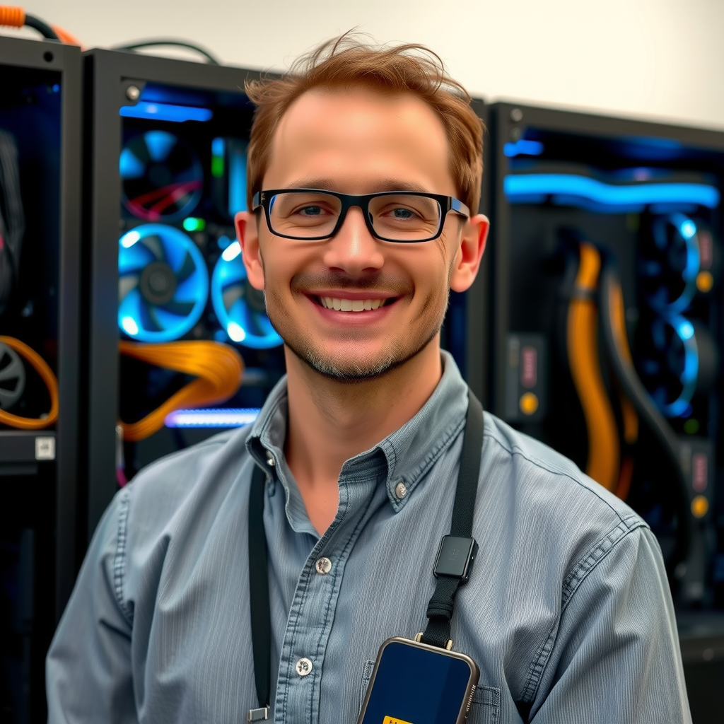 Portrait of Jean-Luc Bernard, Hardware & Infrastructure Specialist at SoScan, expert in computer hardware and network systems